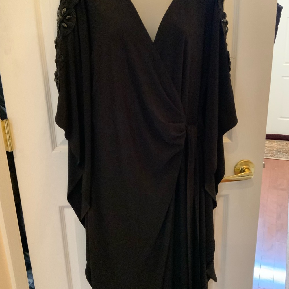 Badgley Mischka Black Draped Dress